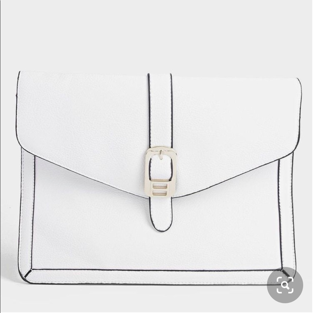 BOOHOO ELLA OVERSIZED ENVELOPE CLUTCH WHITE